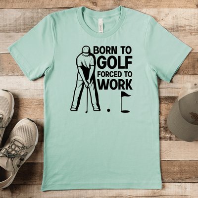 Light Green Mens T-Shirt With Born To Golf Design