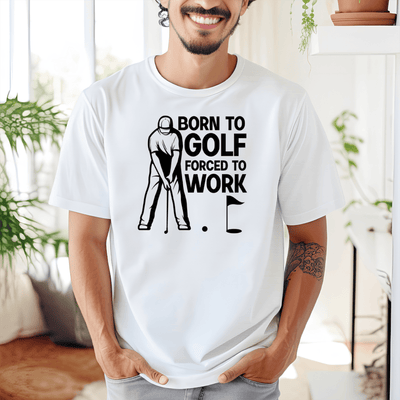 White Mens T-Shirt With Born To Golf Design