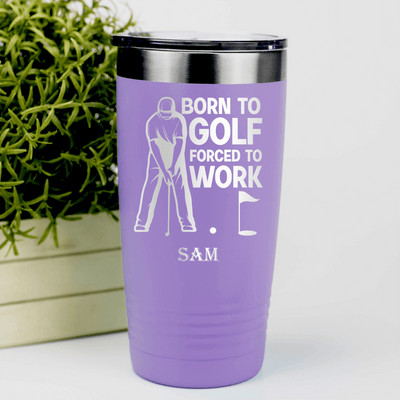 Light Purple Golf Tumbler With Born To Golf Design