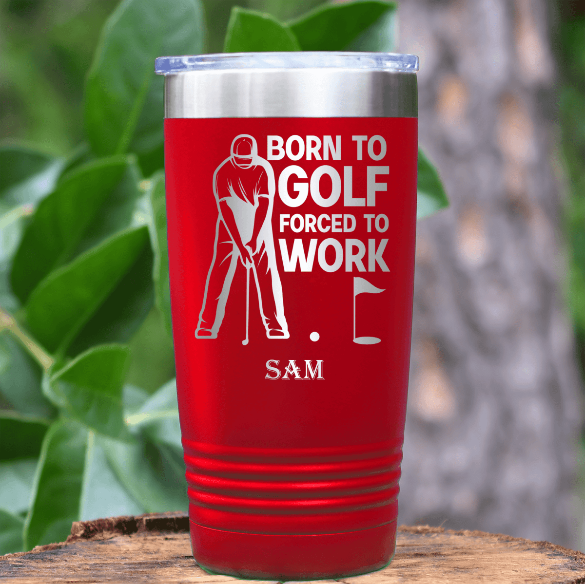 Red Golf Tumbler With Born To Golf Design