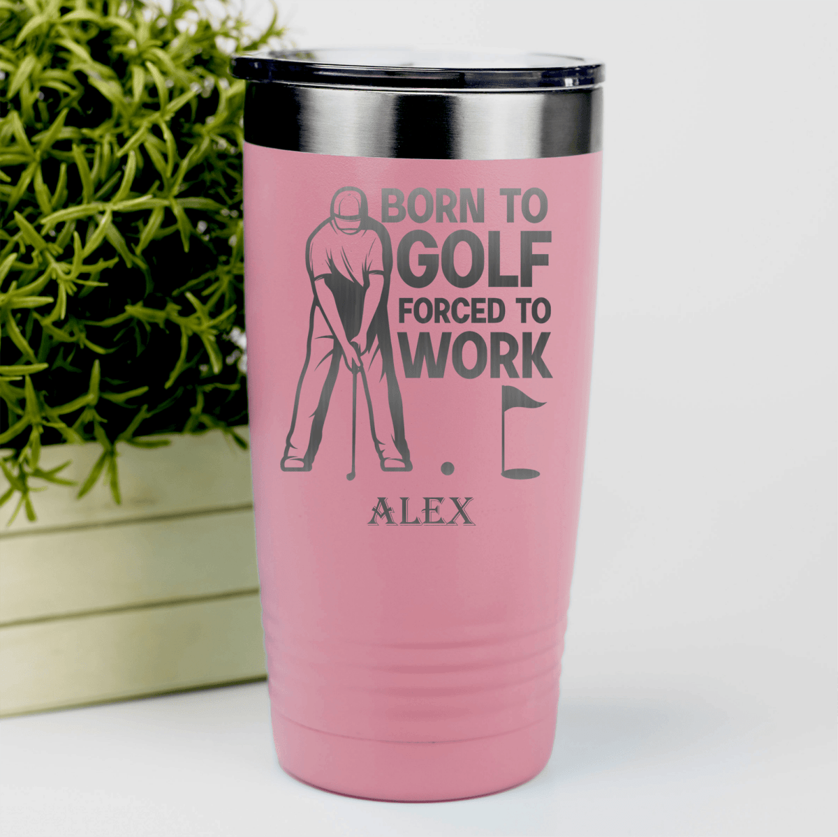 Salmon Golf Tumbler With Born To Golf Design