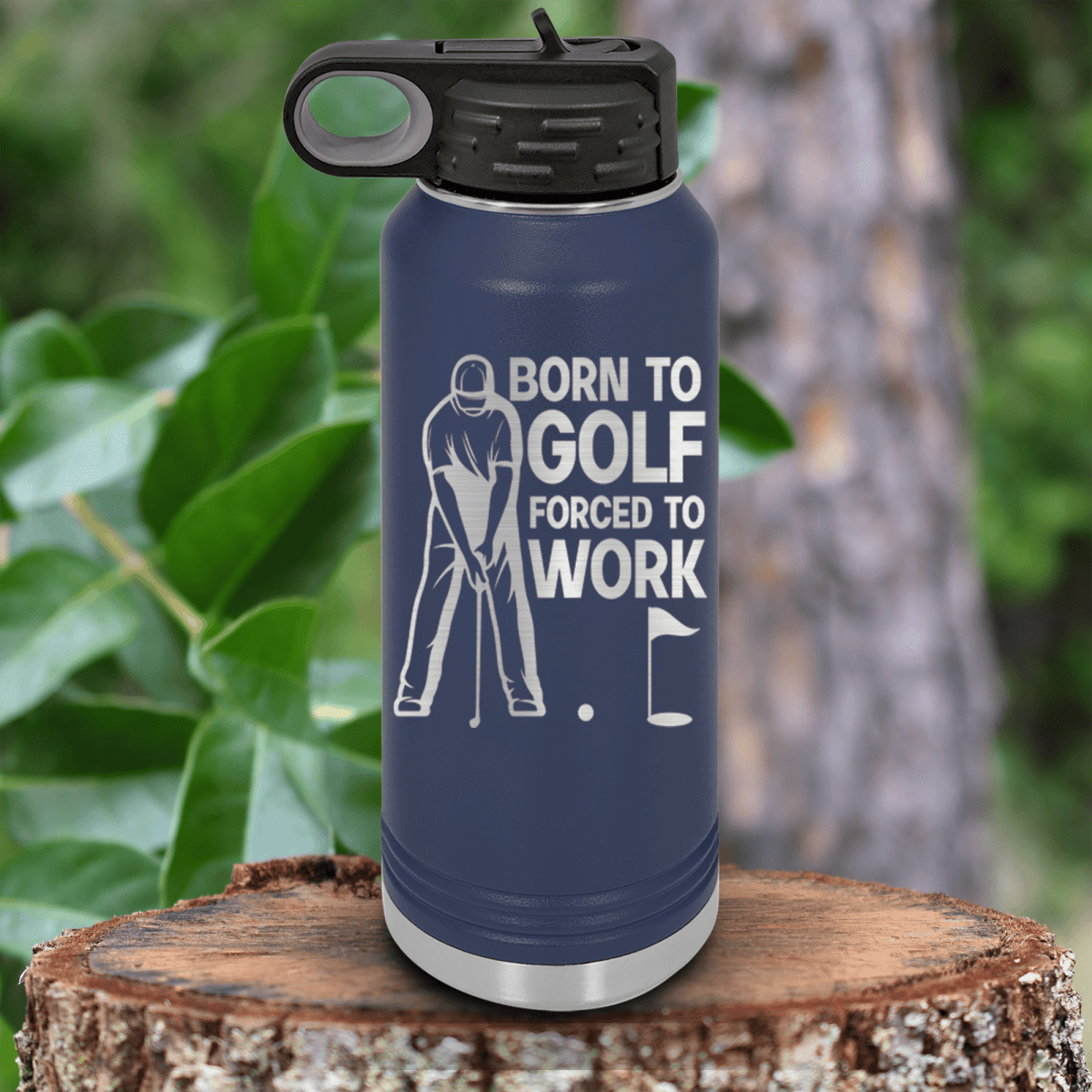 Navy golf water bottle Born To Golf