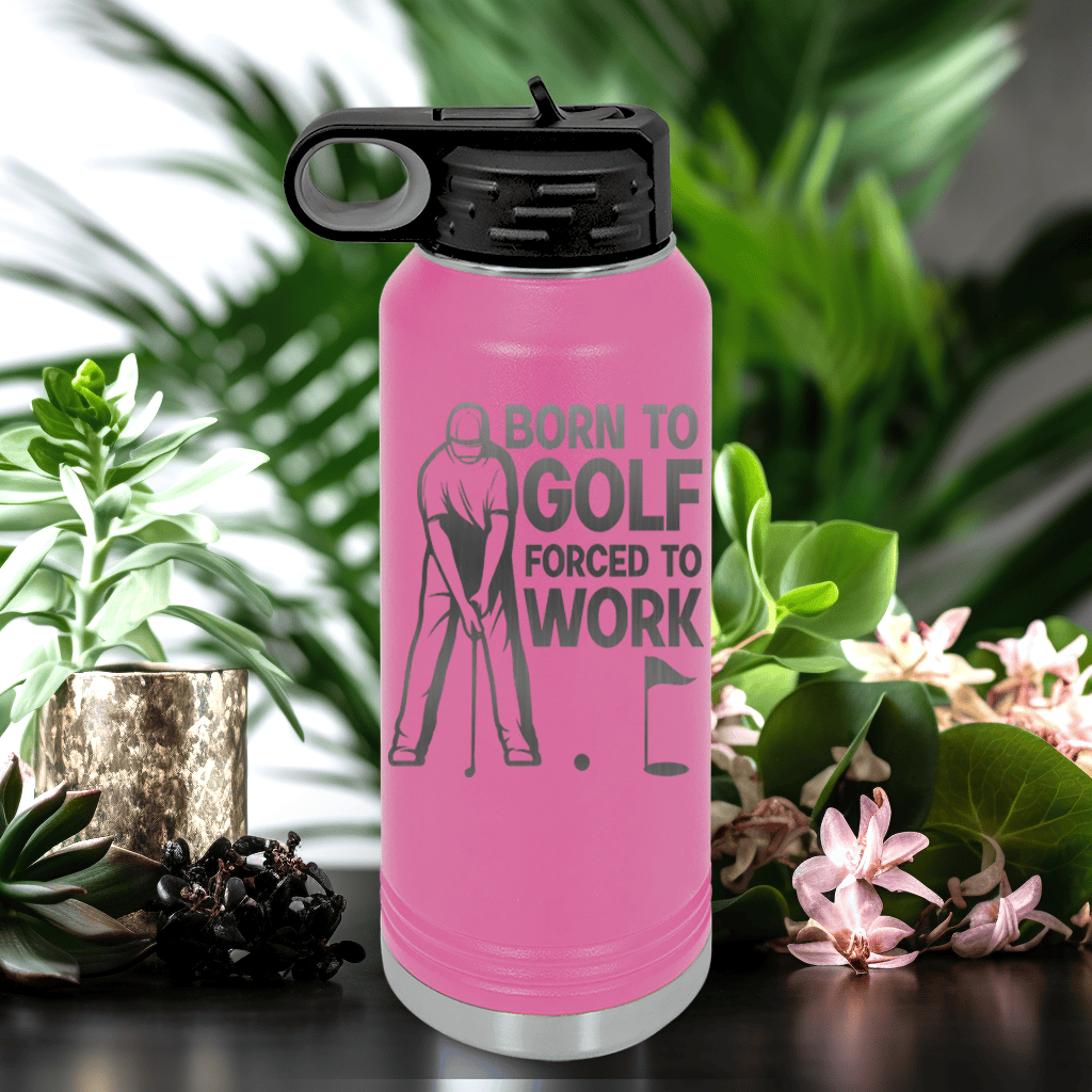Pink golf water bottle Born To Golf