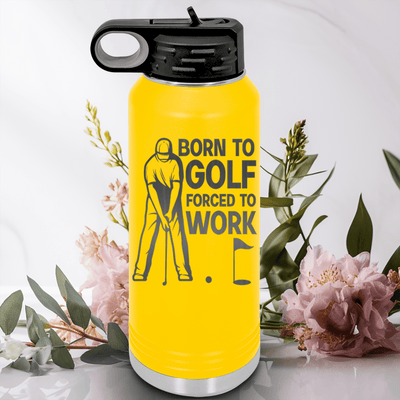 Yellow golf water bottle Born To Golf