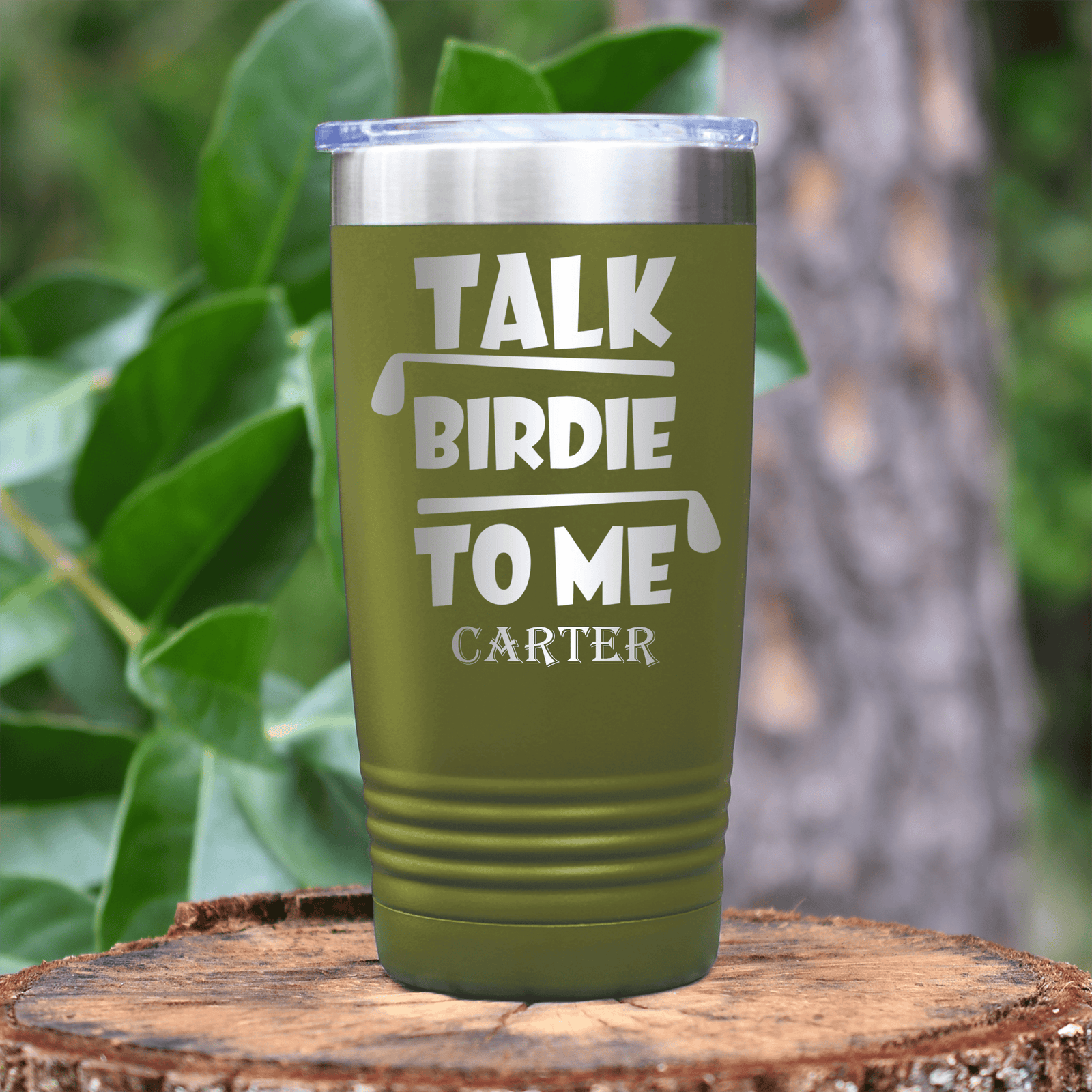 Military Green Golf Tumbler With Dirty Birdie Design