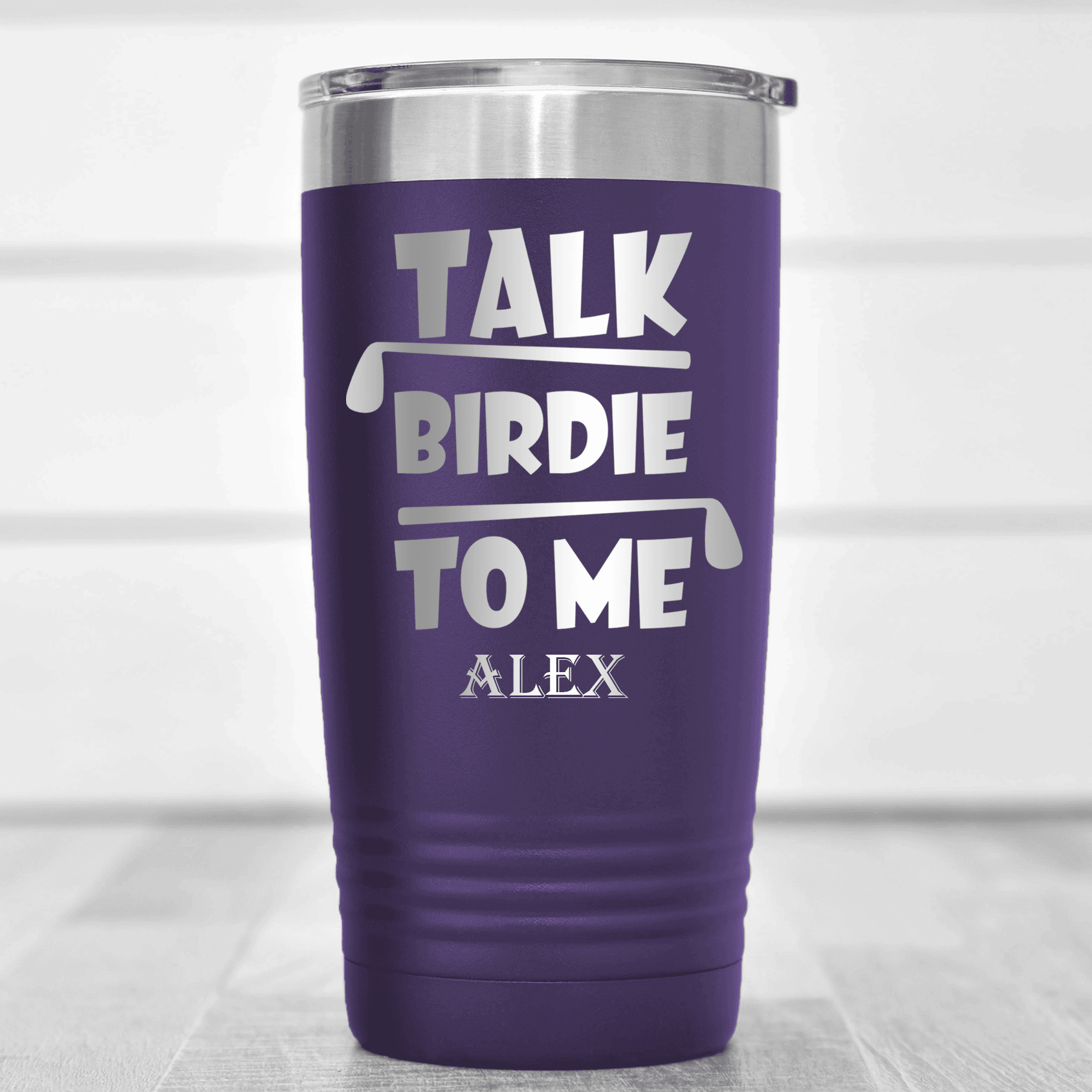 Purple Golf Tumbler With Dirty Birdie Design