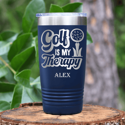 Navy Golf Tumbler With Golf Is My Therapy Design