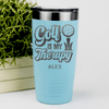 Teal Golf Tumbler With Golf Is My Therapy Design