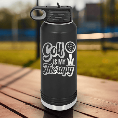 Black golf water bottle Golf Is My Therapy