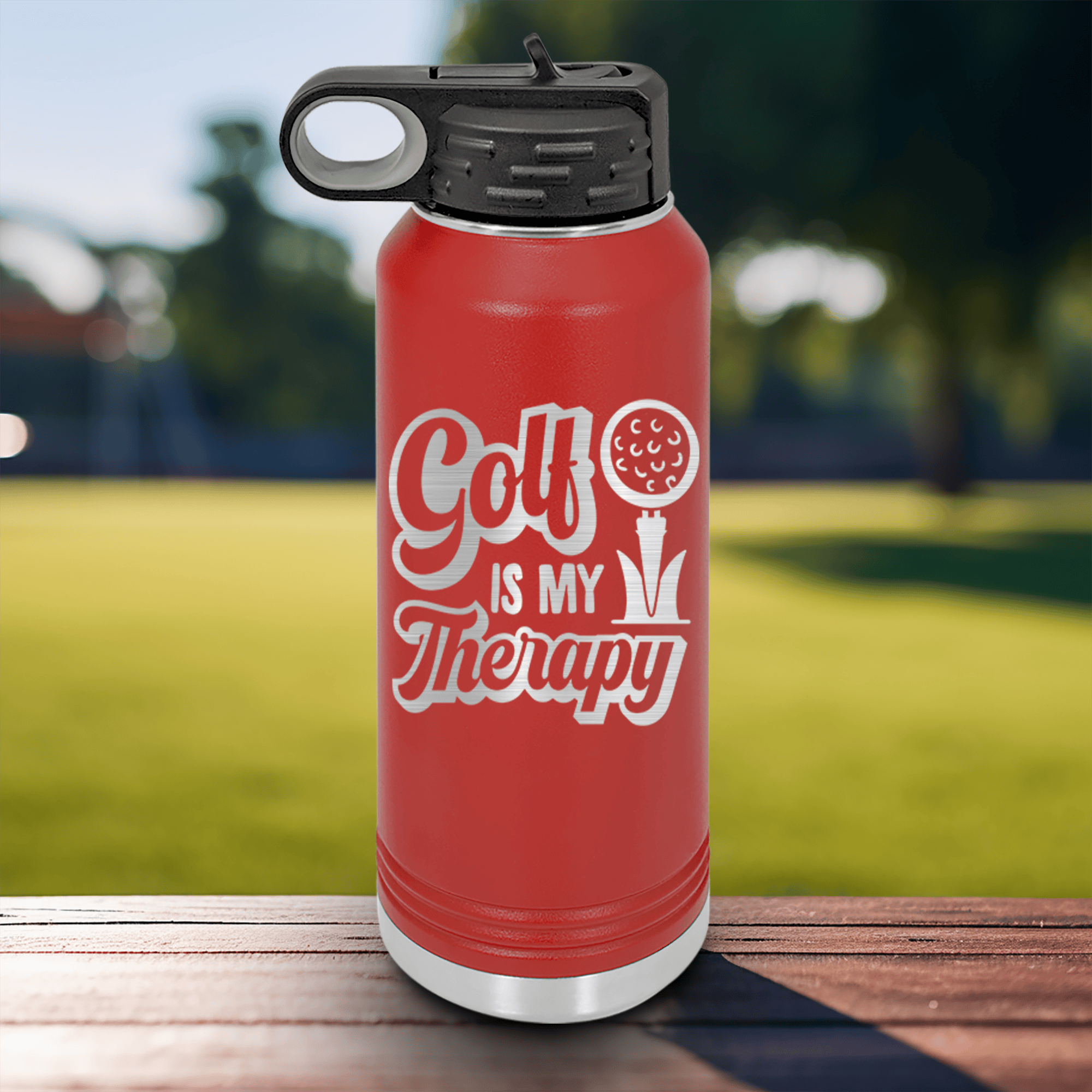 Military Green golf water bottle Golf Is My Therapy