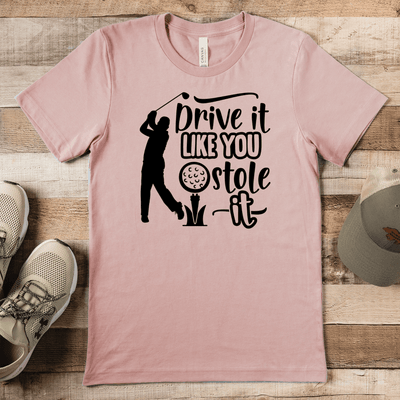 Heather Peach Mens T-Shirt With Golf Thief Design
