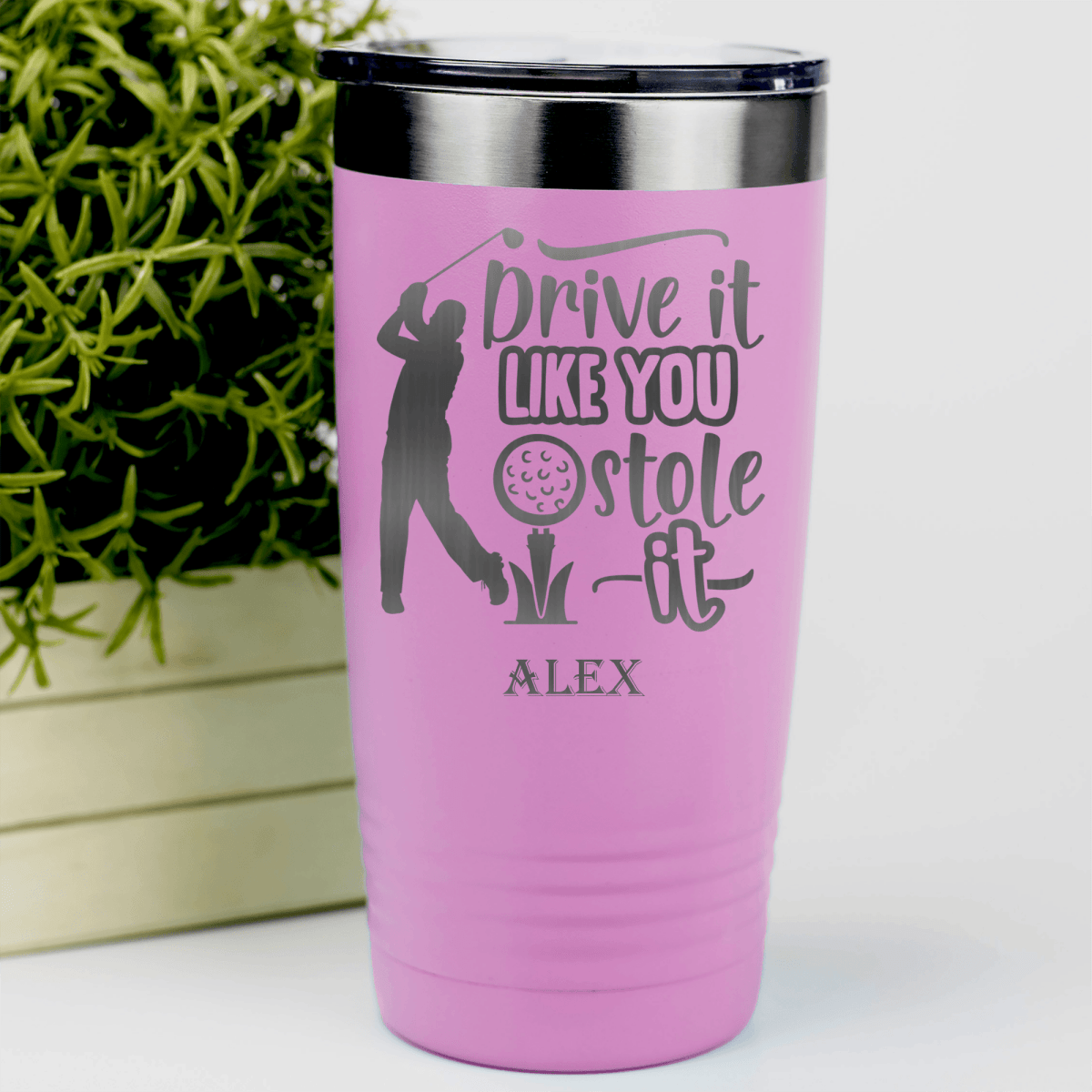 Pink Golf Tumbler With Golf Thief Design