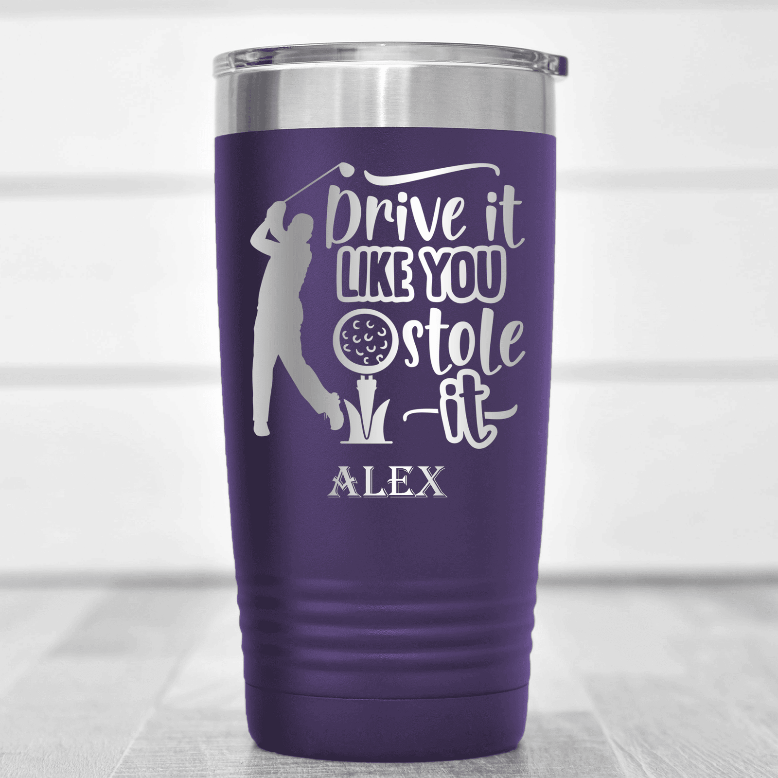 Purple Golf Tumbler With Golf Thief Design