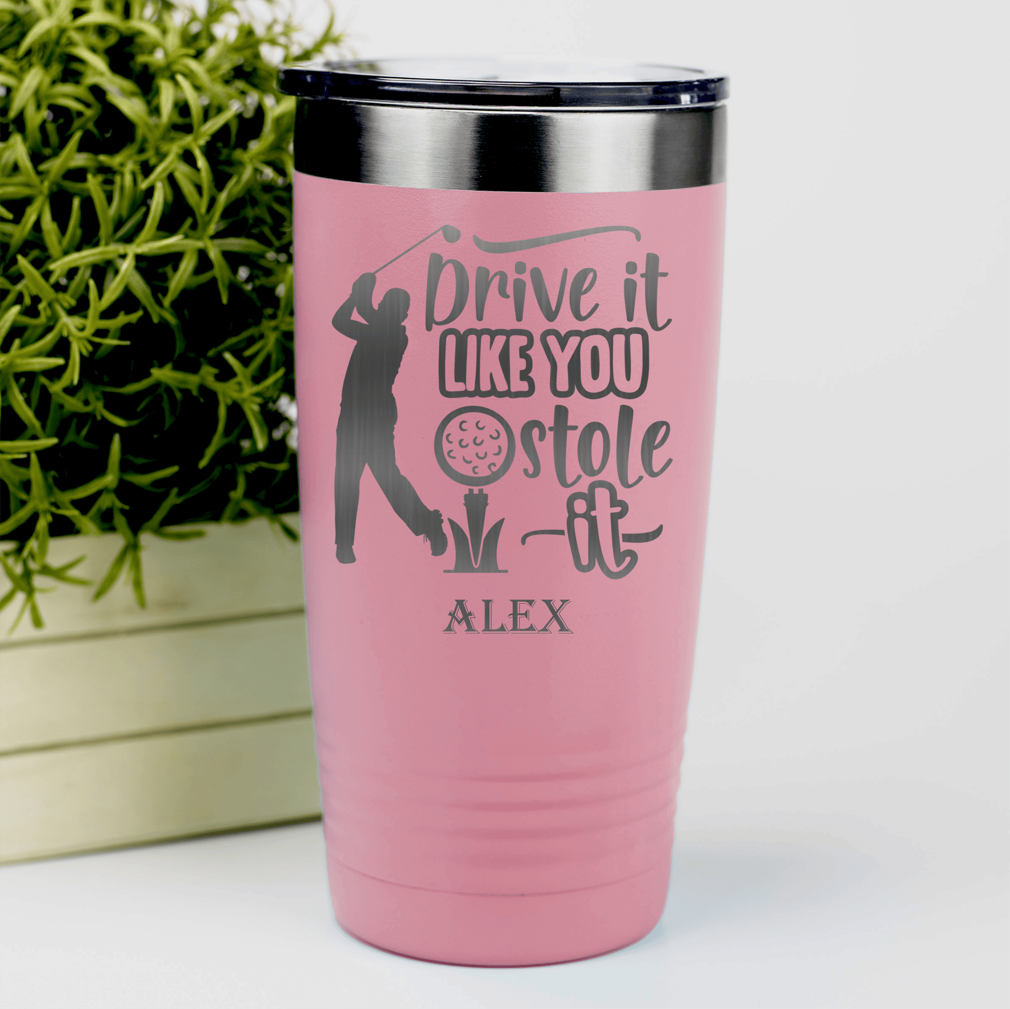 Salmon Golf Tumbler With Golf Thief Design