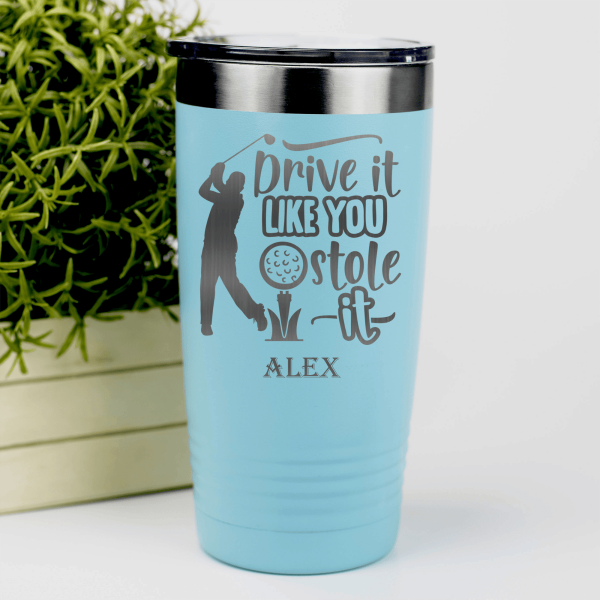 Teal Golf Tumbler With Golf Thief Design