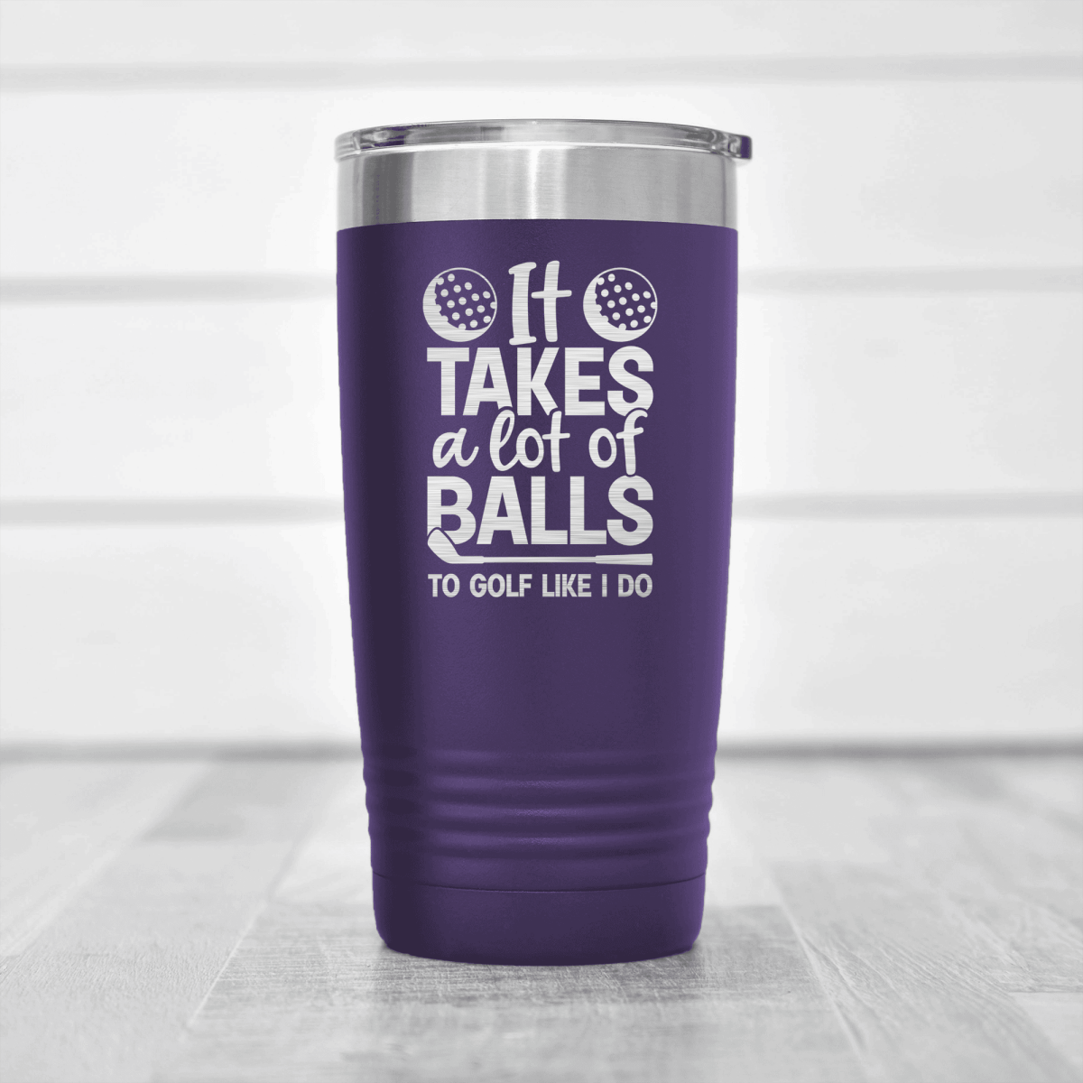 Purple golf tumbler Golfing Takes Balls