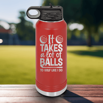 Red golf water bottle Golfing Takes Balls