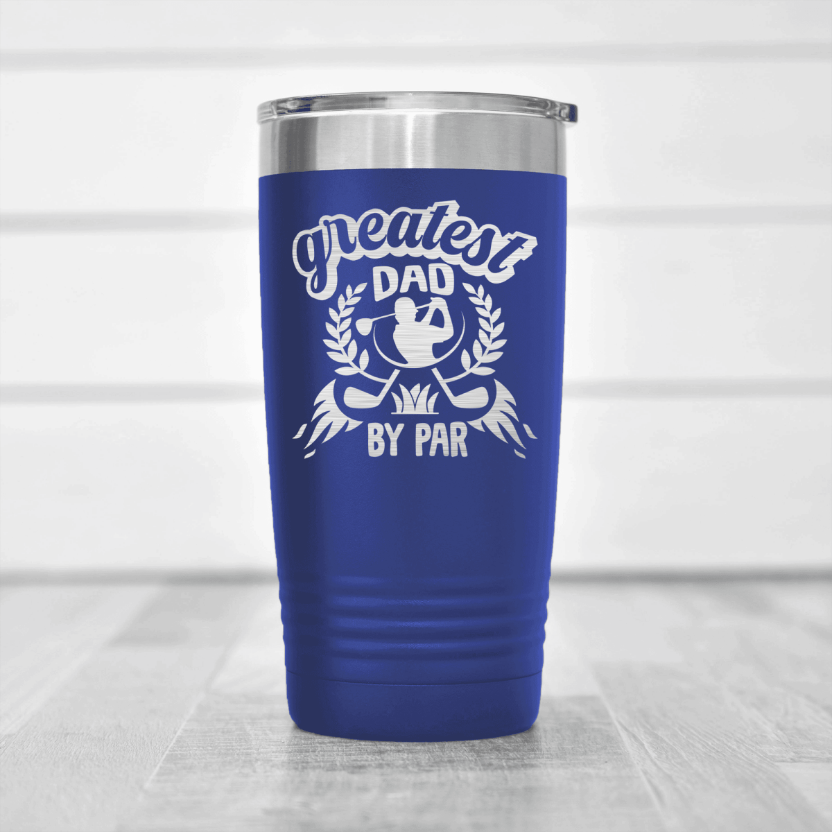 Blue golf tumbler Greatest Dad By Par