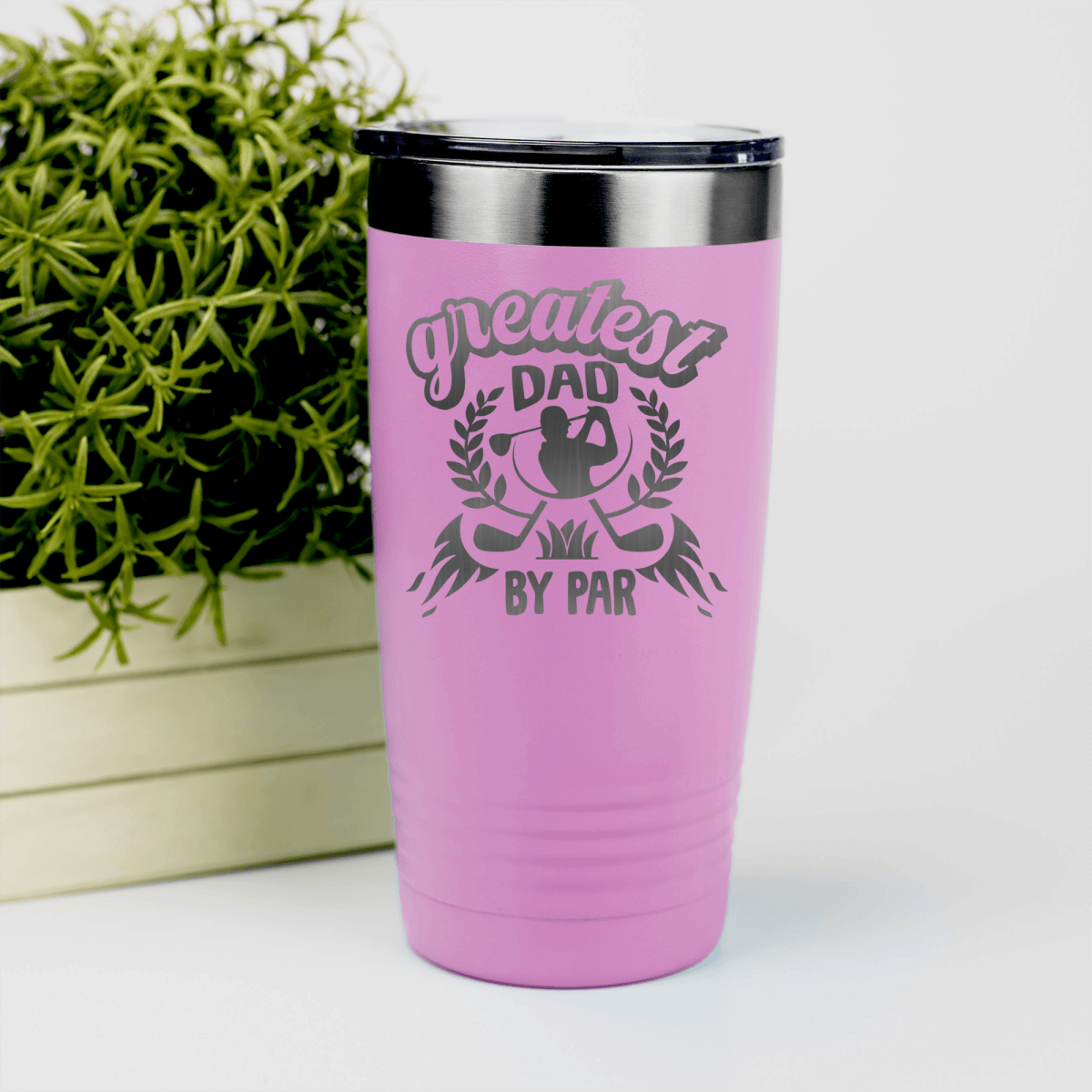 Pink golf tumbler Greatest Dad By Par