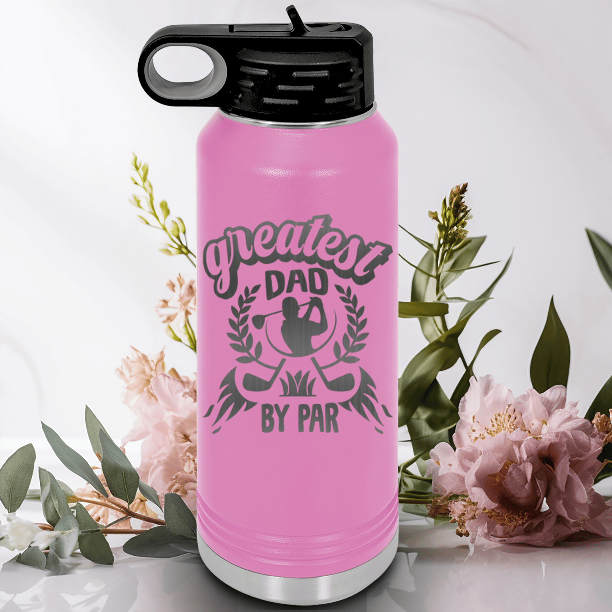 Light Purple golf water bottle Greatest Dad By Par