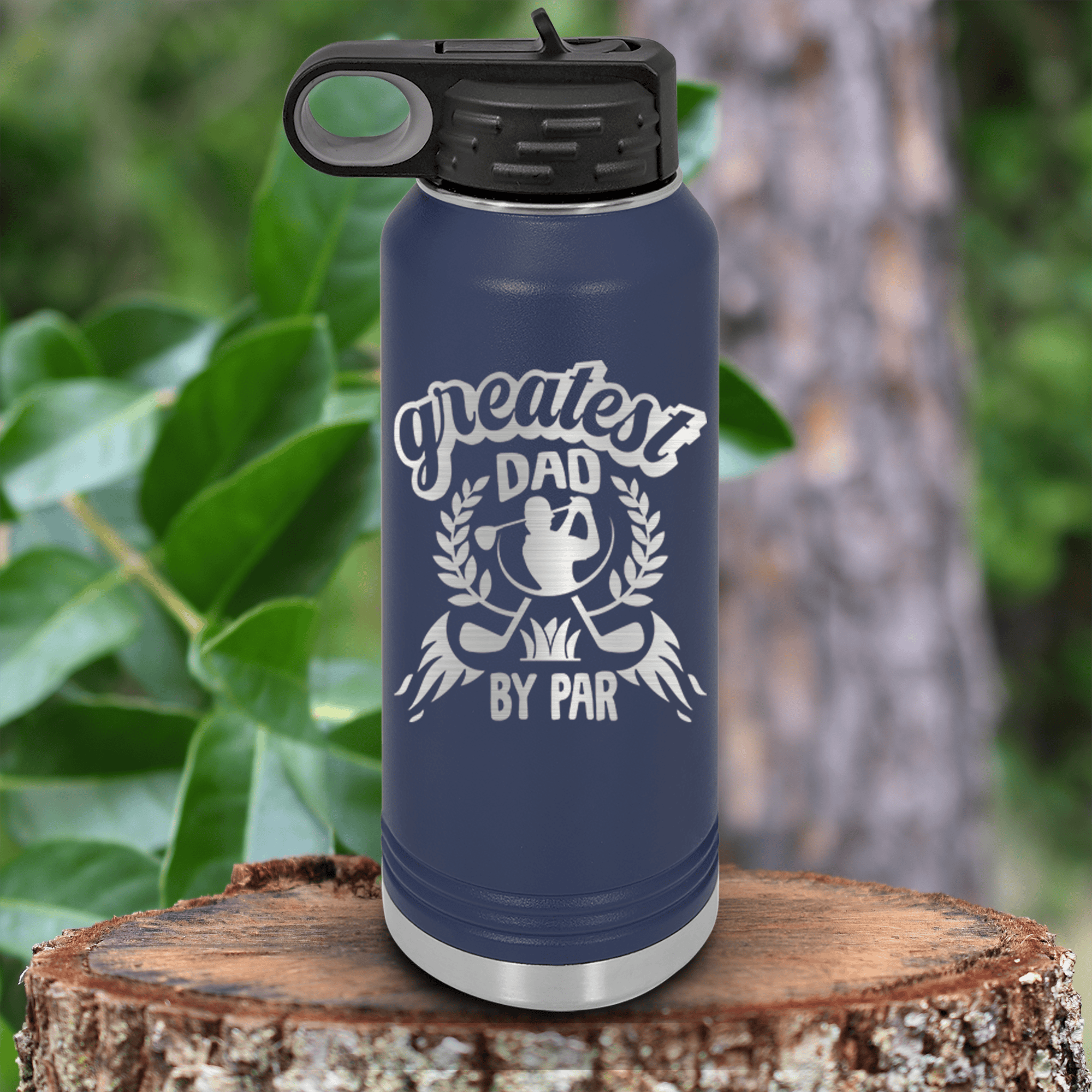 Navy golf water bottle Greatest Dad By Par