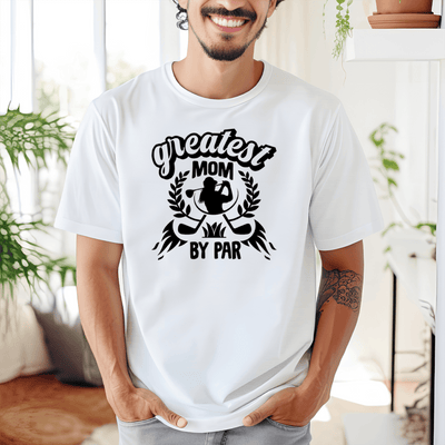 White Mens T-Shirt With Greatest Mom By Par Design