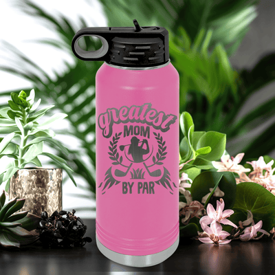 Pink golf water bottle Greatest Mom By Par
