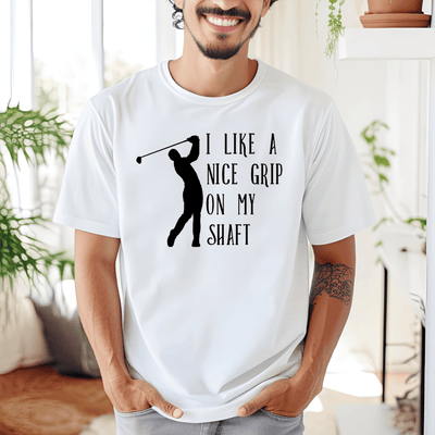 White Mens T-Shirt With Grip On My Shaft Design