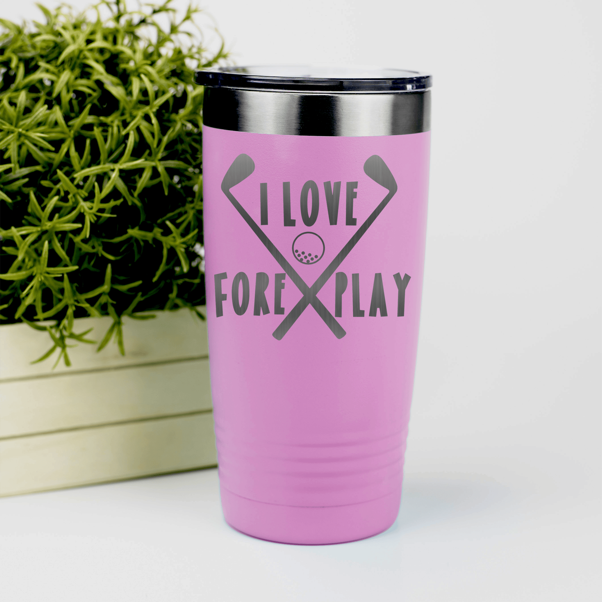 Pink golf tumbler I Love Foreplay