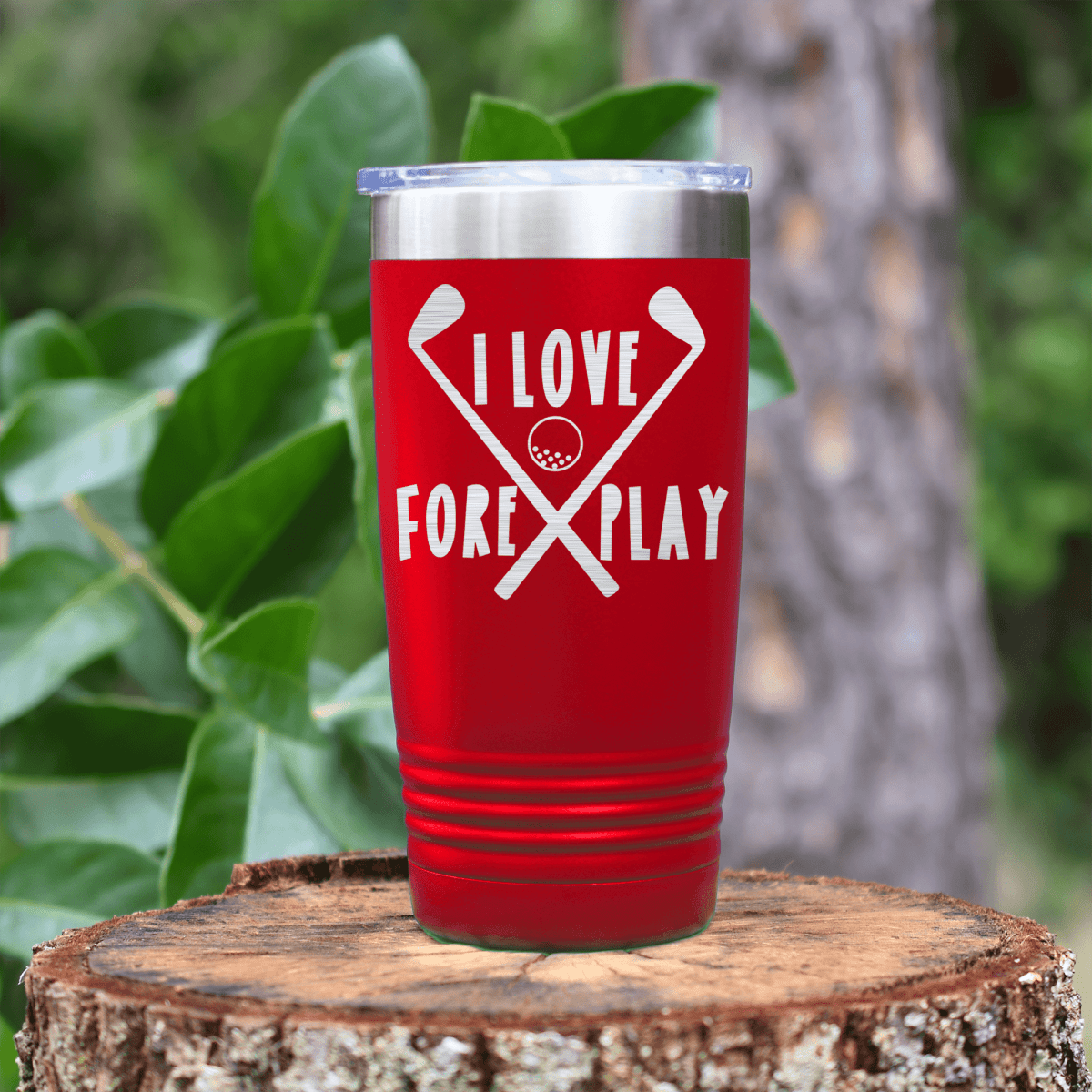 Black golf tumbler I Love Foreplay