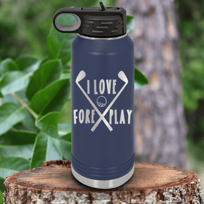Navy golf water bottle I Love Foreplay