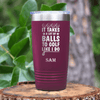 Maroon Golf Tumbler With It Takes Balls To Golf Like I Do Design