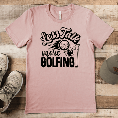 Heather Peach Mens T-Shirt With Less Talk More Golf Design