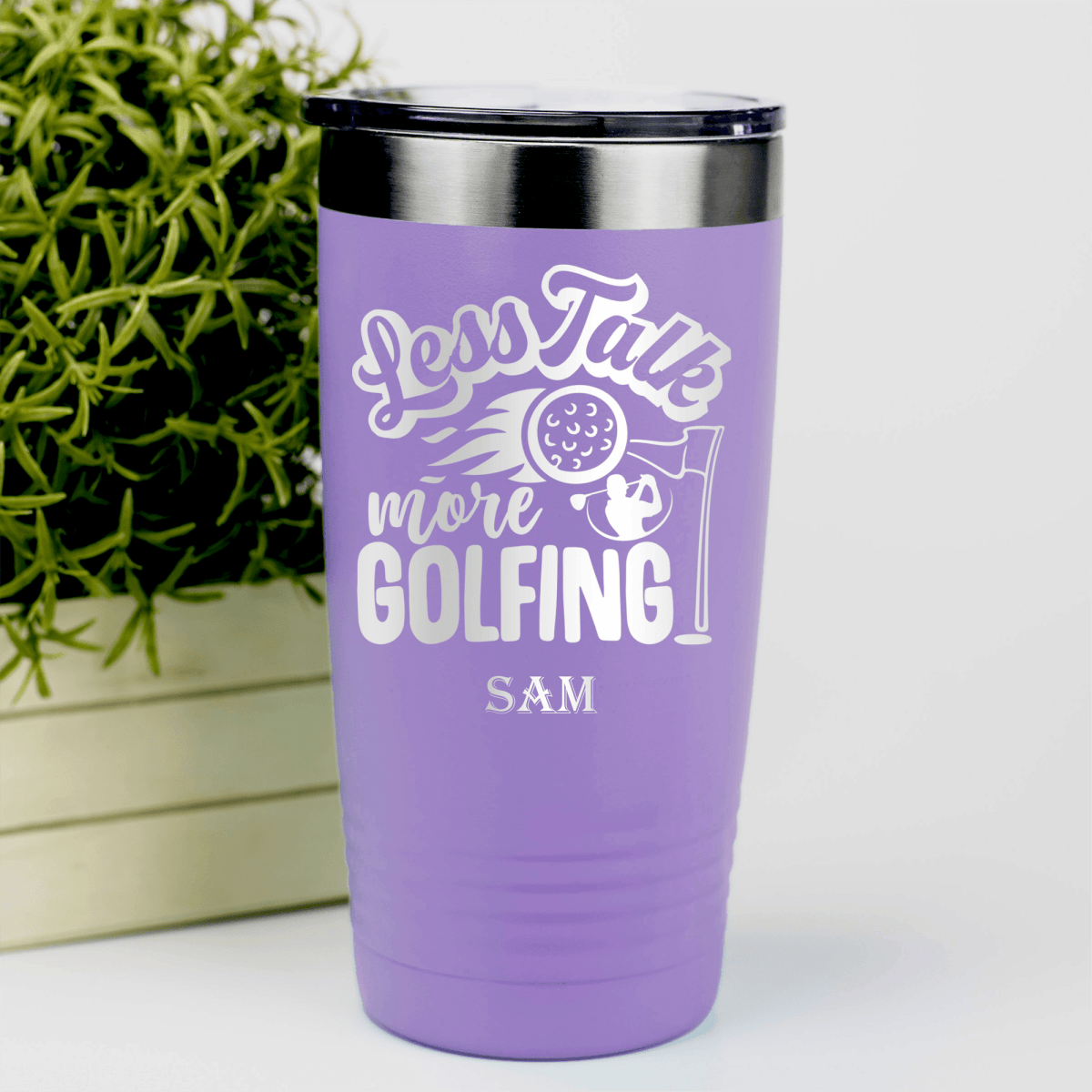 Light Purple Golf Tumbler With Less Talk More Golf Design