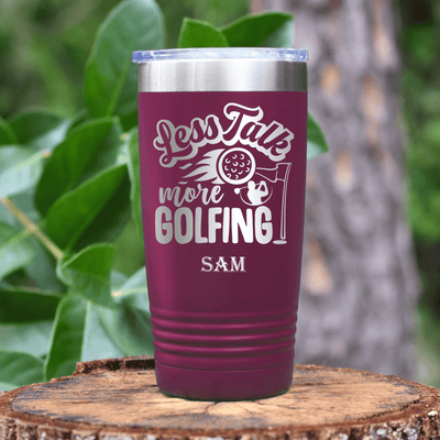 Maroon Golf Tumbler With Less Talk More Golf Design