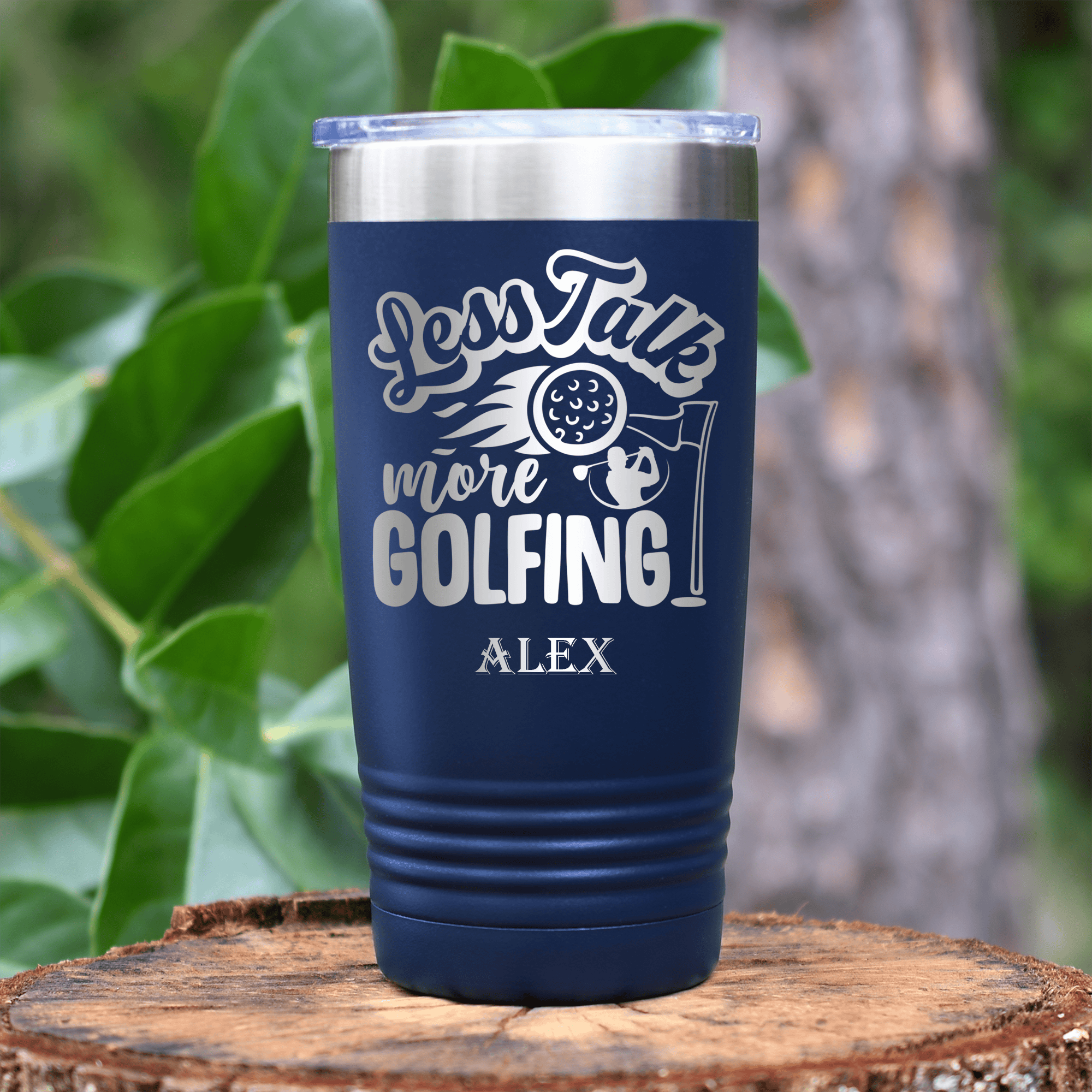 Navy Golf Tumbler With Less Talk More Golf Design