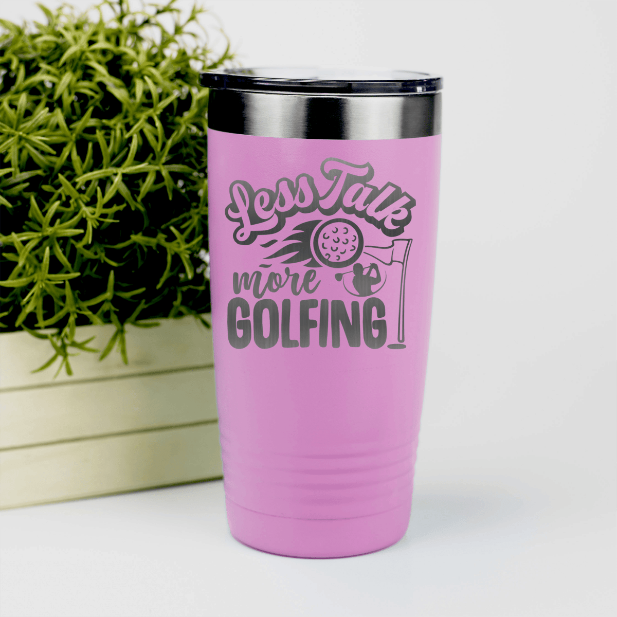 Pink golf tumbler Less Talk More Golf