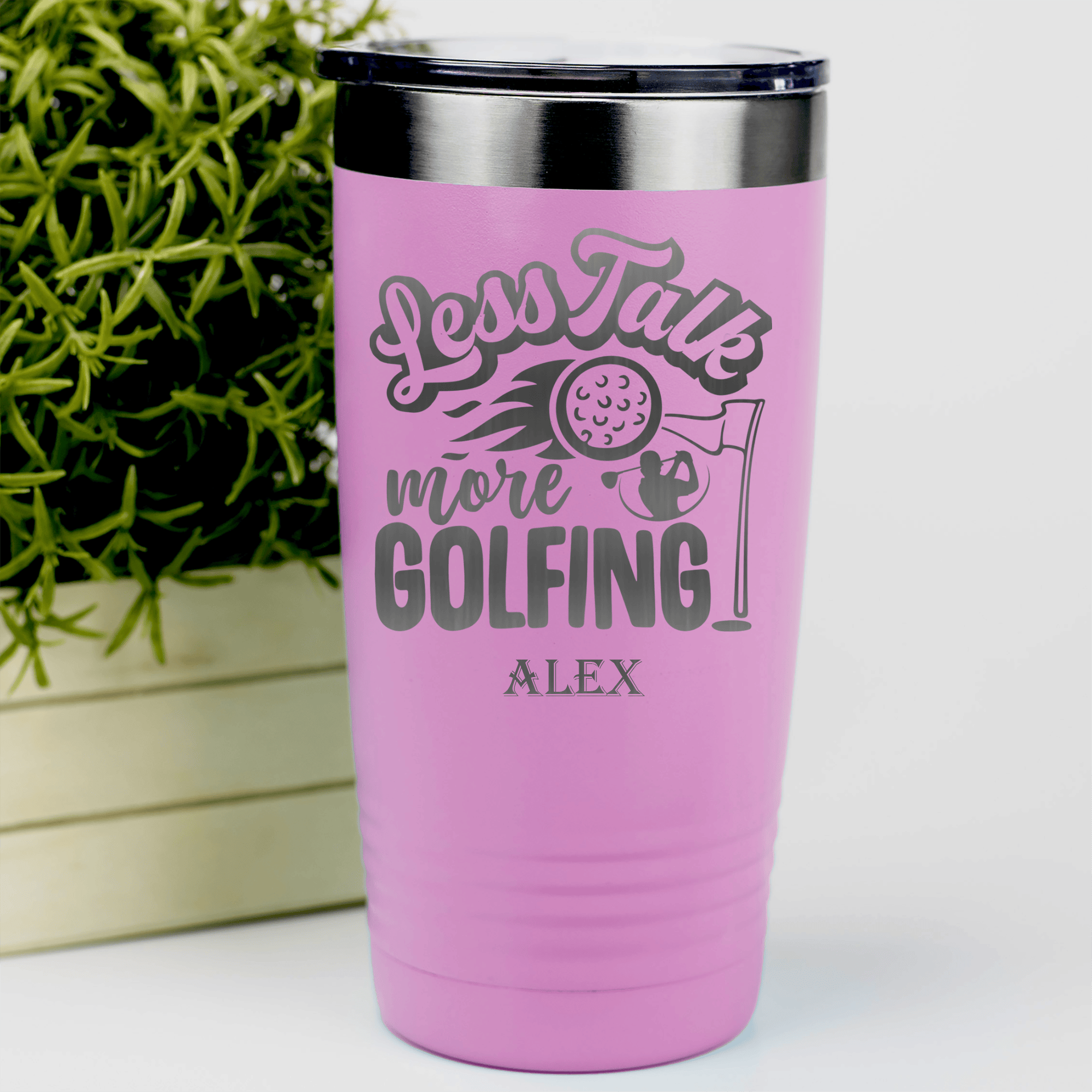 Pink Golf Tumbler With Less Talk More Golf Design