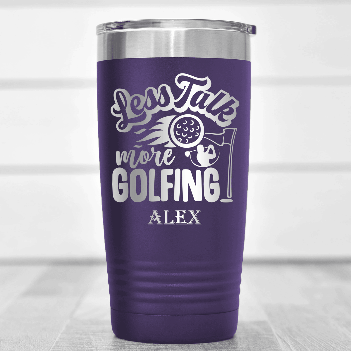 Purple Golf Tumbler With Less Talk More Golf Design