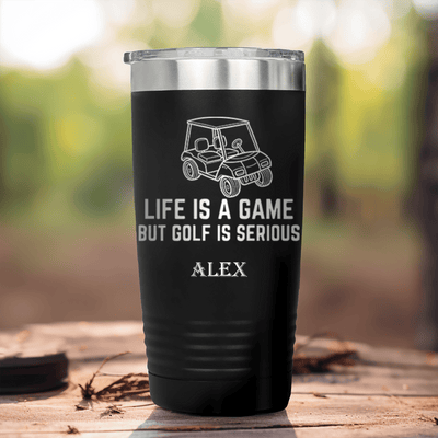 Black Golf Tumbler With Life Is A Game Design