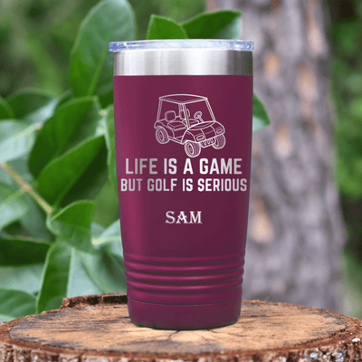 Maroon Golf Tumbler With Life Is A Game Design
