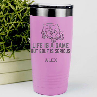 Pink Golf Tumbler With Life Is A Game Design