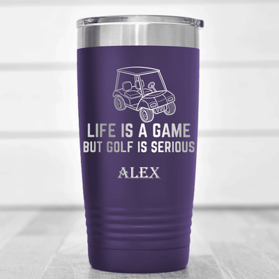 Purple Golf Tumbler With Life Is A Game Design