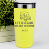 Yellow Golf Tumbler With Life Is A Game Design