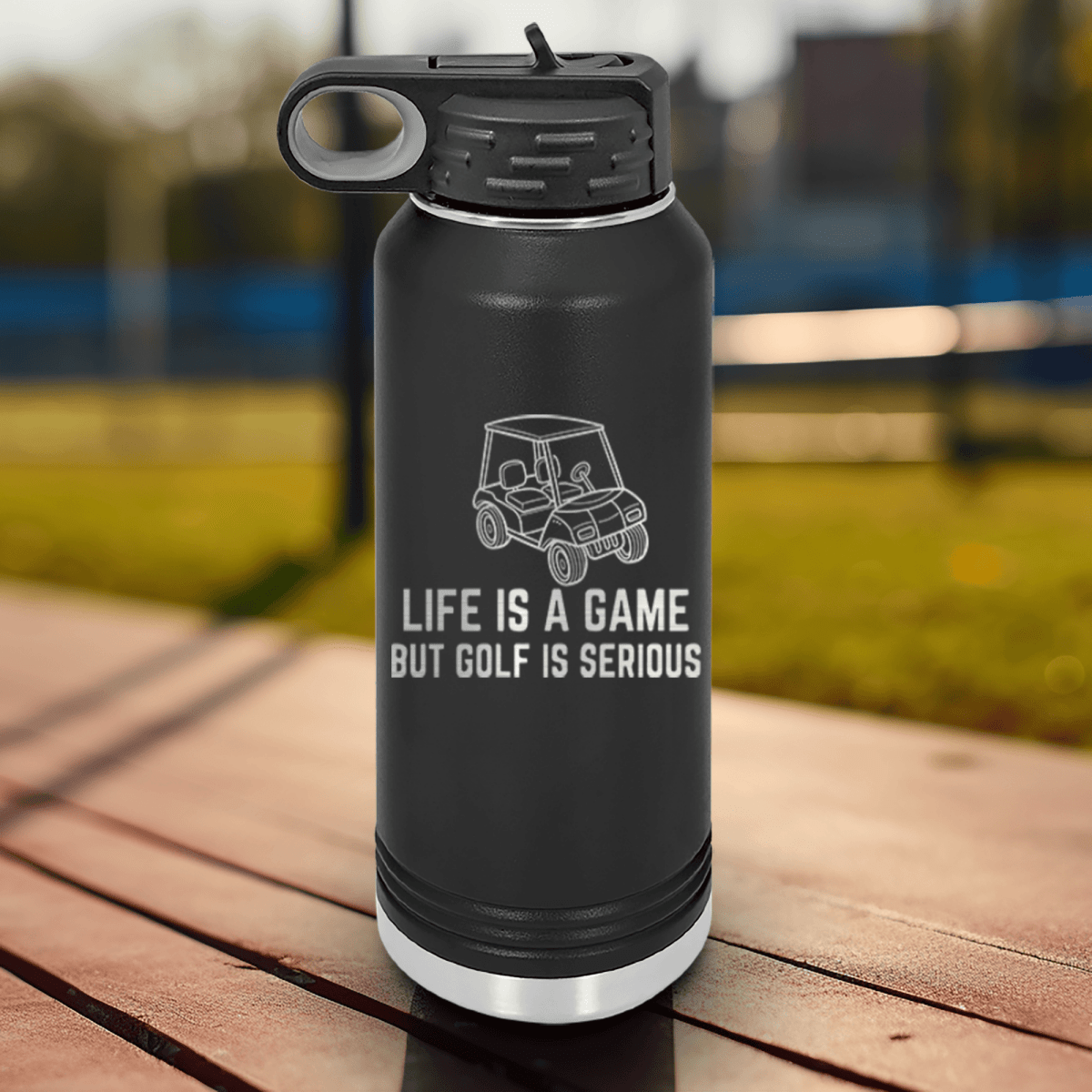 Black golf water bottle Life Is A Game