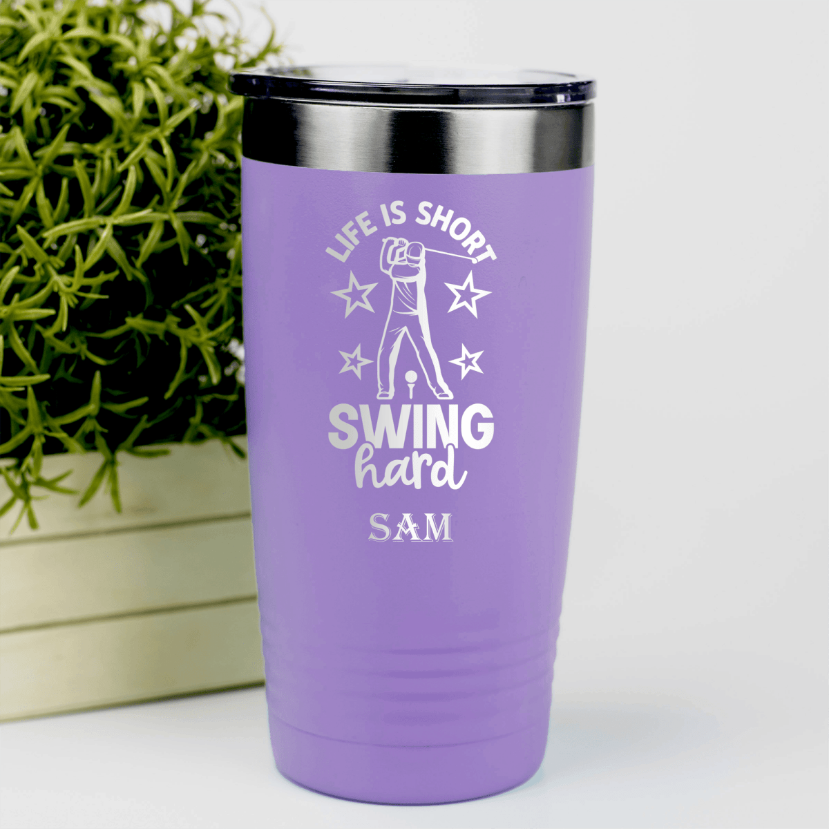 Light Purple Golf Tumbler With Life Is Short Swing Hard Design