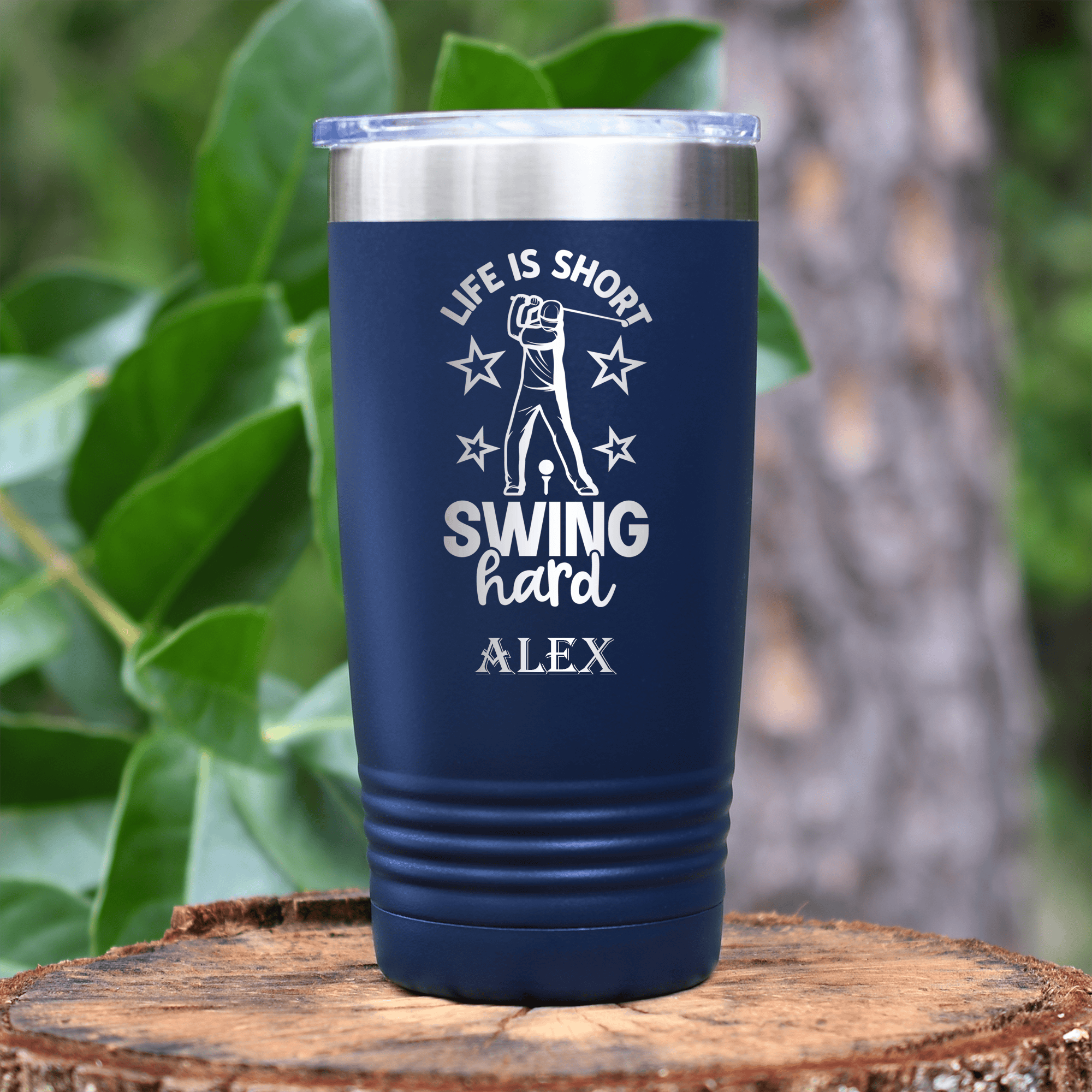 Navy Golf Tumbler With Life Is Short Swing Hard Design