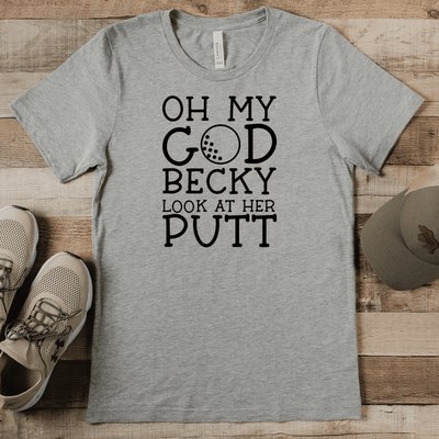 Grey Mens T-Shirt With Look At Her Putt Design