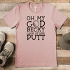Heather Peach Mens T-Shirt With Look At Her Putt Design