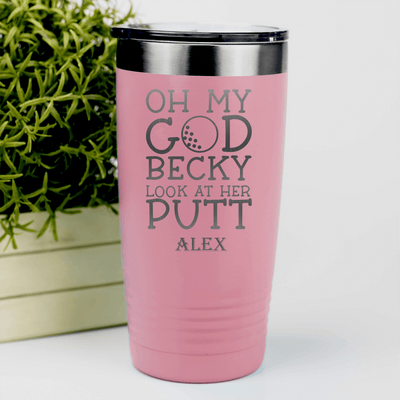 Salmon Golf Tumbler With Look At Her Putt Design